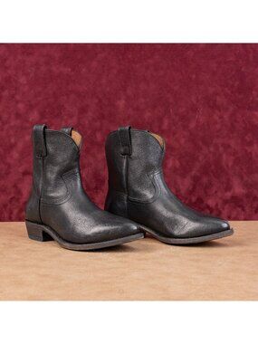 Frye Women Billy Short Festival Party Black Leather Cowboy Western Boots sz 8.5